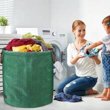 LILIIN Worki na odpady ogrodowe 272L, 2 szt. / 3 szt., worki ogrodowe na odpady zielone z uchwytami, worki na liście tkanina polipropylenowa 150g/m², worki na odpady zielone, składane, stabilne, wodoodporne, odporne na promieniowanie UV