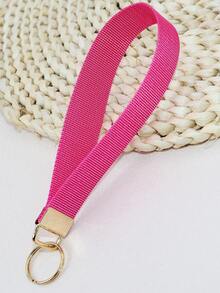 1 pièce Porte-clés de poignet rose avec lanière pour clés, porte-clés avec anneau de clé, sangle courte mignonne pour porte-cartes d'identité, portefeuille, téléphone portable, accessoires de porte-clés à la mode, excellent cadeau pour femmes, épouse, petite amie, et amie intime.