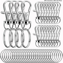 20/40/60/100 Keyring Hooks With Keychain, Lobster Claw Clasps With Ring, For Lanyard Jewelry Making DIY Crafts (10/20/30/50pcs Metal Lobster Claw Clasps + 10/20/30/50pcs Split Key Rings) (35mm) Car Accessories Bag Charm School Cute Goth Y2k - Silver - View 13