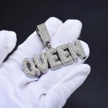 銀色Hip Hop CZ石頭吊墜的男士珠寶飾品，時尚說唱歌手珠寶， Rock Iced Out銀色亮晶晶金屬頸鍊 - 銀色 - 查看 2