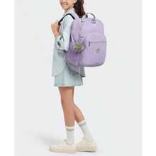 Kipling | Seoul Extra Large Candy Metal Nylon 17" Laptop Backpack |  | Outdoor Lightweight Backpack - Bridal Lav - View 10
