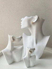 1 Peça Suporte de Colar com Busto de Perfil Lateral de Resina Branca, Suporte de Brinco, Adequado como Organizador de Decoração Doméstica Pequena, Caixa de Armazenamento de Viagem, Presentes de Viagem, Volta às Aulas