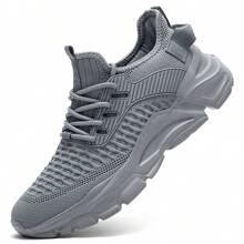 Men's Running Shoes Non Slip Shoes Breathable Lightweight Fashion Sneakers Slip Resistant Athletic Sports Walking Gym Work Shoes - 灰色 - 查看 1