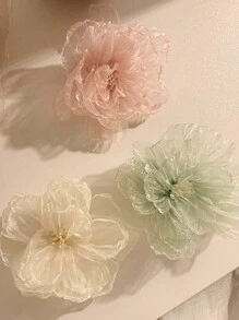 3 pièces Pinces à cheveux à fleurs hawaïennes, pinces à cheveux avec fleurs et perles, accessoires de cheveux pour filles, barrettes de côté douces, épingles à cheveux