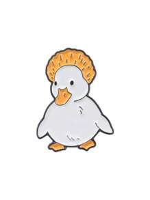 創意卡通小鴨搪瓷別針，滑板王冠動物胸針，趣味動物飾品禮物 - 杏色 - 查看 9