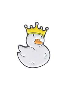 創意卡通小鴨搪瓷別針，滑板王冠動物胸針，趣味動物飾品禮物 - 杏色 - 查看 6