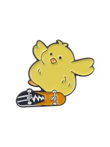 創意卡通小鴨搪瓷別針，滑板王冠動物胸針，趣味動物飾品禮物 - 杏色 - 查看 5