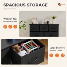 Sweetcrispy Desser For Bedroom With 7 Fabric Drawers Organizer Storage Closet Chest Clothes Cabinet, Clothes Organizer,Kids Dresser Organization And Storage, Nursery - 黑色 - 查看 3