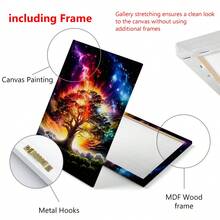 Lot de 3 pièces avec cadre Art mural moderne de l'arbre de vie, peinture sur canevas pour la décoration de la salle de séjour - Multicolore - Voir 7