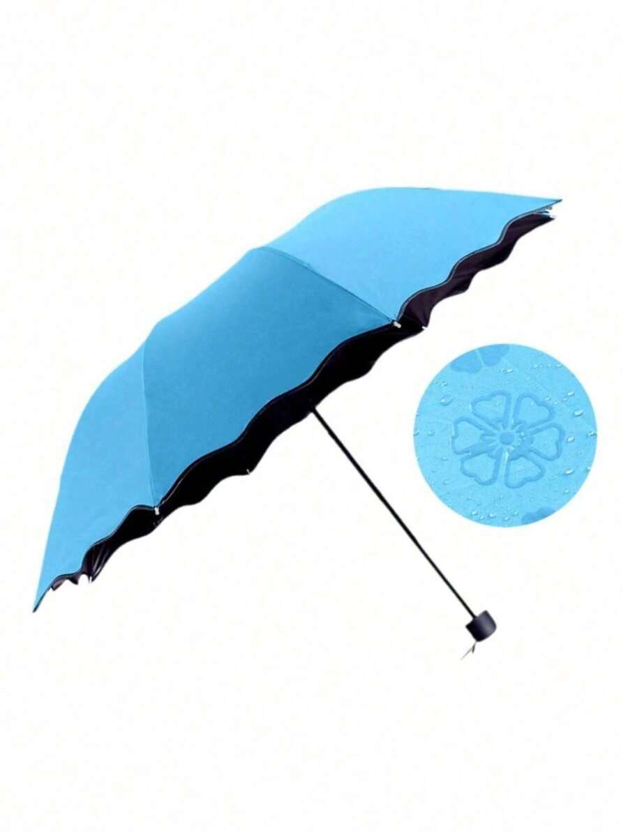 Paraguas Magica Plegable A Prueba De Viento, Moja y Sale Flores ,Sombrilla Magica De Flores Mágicas, A Prueba De Rayos Ultravioleta, A La Moda, Sombrilla Que Florce Al Contacto Con El Agua - Azul - Ver 1