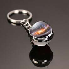 1pc Galaxy Series Keychain Featuring Eight Planets, Moon And Crystal Glass Pendant, Gift Or Souvenir Halloween Backpack For School Car Accessories Cute Goth Y2k