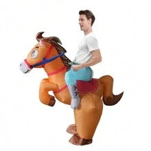 Inflatable  Costume Ride Red Saddle Horse Game Animal Quirky Role Play Riding Horse Inflatable Costume Clothes Halloween - Brown - View 5