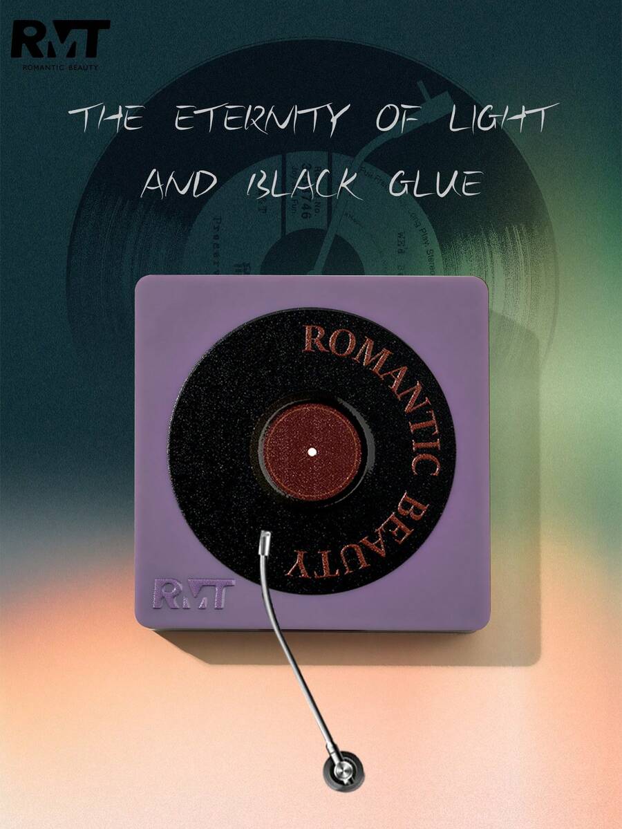 RMT ROMANTIC BEAUTY 1入組RMT霧面閃粉眼影盤，復古唱片設計，持久，高顯色，平滑易混色眼影 - 紫色 - 查看 1