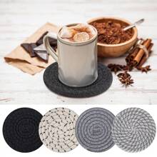 8 pièces de dessous de verre pour boissons, dessous de verre absorbants, dessous de verre tressés pour boissons, dessous de verre tressés, résistants à la chaleur pour table de salon, tasse de bureau, dessous de verre de protection pour table (noir mélange de couleurs)