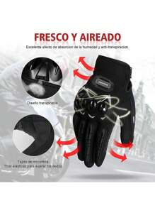 Par de Guantes Para Motocicleta Protección Anti Derrape Con Dedo Táctil Para Pantalla - Negro - Ver 4