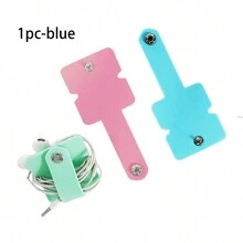 1pc-蓝色数据线收纳器、耳塞支架、耳机罩、耳机收纳器、耳机线绕线器、线缆收纳器、线缆绕线器适用于耳机线和各种充电线。整理好您的线缆，不会杂乱，出门时必带。移动电源旅行旅行包便携式充电器充电器盒学校大学返校耳机盒线缆包电子包宿舍居家露营