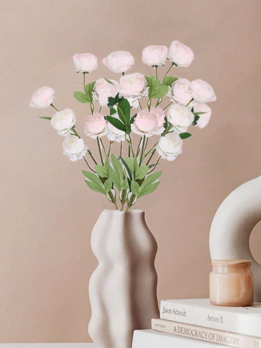 Artificial Flowers Fake Silk Rose For Decoration 21 Heads Small Roses Blooming Faux Flower Bouquet With Stem For DIY Vase Home Wedding Party 3 Packs Outdoor Decor - Pink - View 1