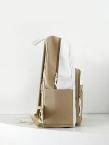 4pcs College Style Backpack Set, With Shoulder Bag, Study Bag, Crossbody Bag And Pencil Case, Ideal School Bag Set For School, College & Travel - Khaki - View 4