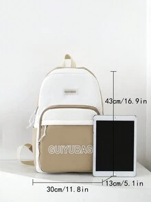 4pcs College Style Backpack Set, With Shoulder Bag, Study Bag, Crossbody Bag And Pencil Case, Ideal School Bag Set For School, College & Travel - Khaki - View 5