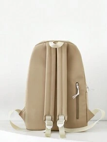 4pcs College Style Backpack Set, With Shoulder Bag, Study Bag, Crossbody Bag And Pencil Case, Ideal School Bag Set For School, College & Travel - Khaki - View 6