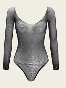 1pc Sexy Lingerie  Bodysuit Hollow Out Bodystocking Without Underwear For Valentine's Day