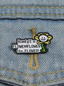 1pc Creative Short Sentence Metal Badge Cartoon Flower Shaped English Accessory Brooch Pin Collar Pin, Suitable For Daily Wear By Men And Women Valentines,Mom,Mother,Mother's Day,Gift