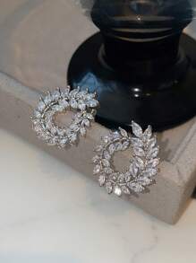 一對多功能的高端鑲嵌人造立方氧化鋯圓形耳環，精緻而超閃亮的水滴設計，獨特而適用於 Y2K 女性的日常聚會、約會、旅行、配飾，婚禮禮物、新娘季的耳環 - 銀色 - 查看 5