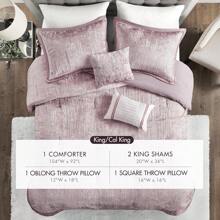 5 件套皱褶天鹅绒被子套装，豪华天鹅绒，缎纹被子，适合大号床，舒适天鹅绒被子，四季皆宜，轻便，羽绒替代床上用品，全尺寸/大号床，特大号床/加州特大号床 - 臉紅 - 查看 7