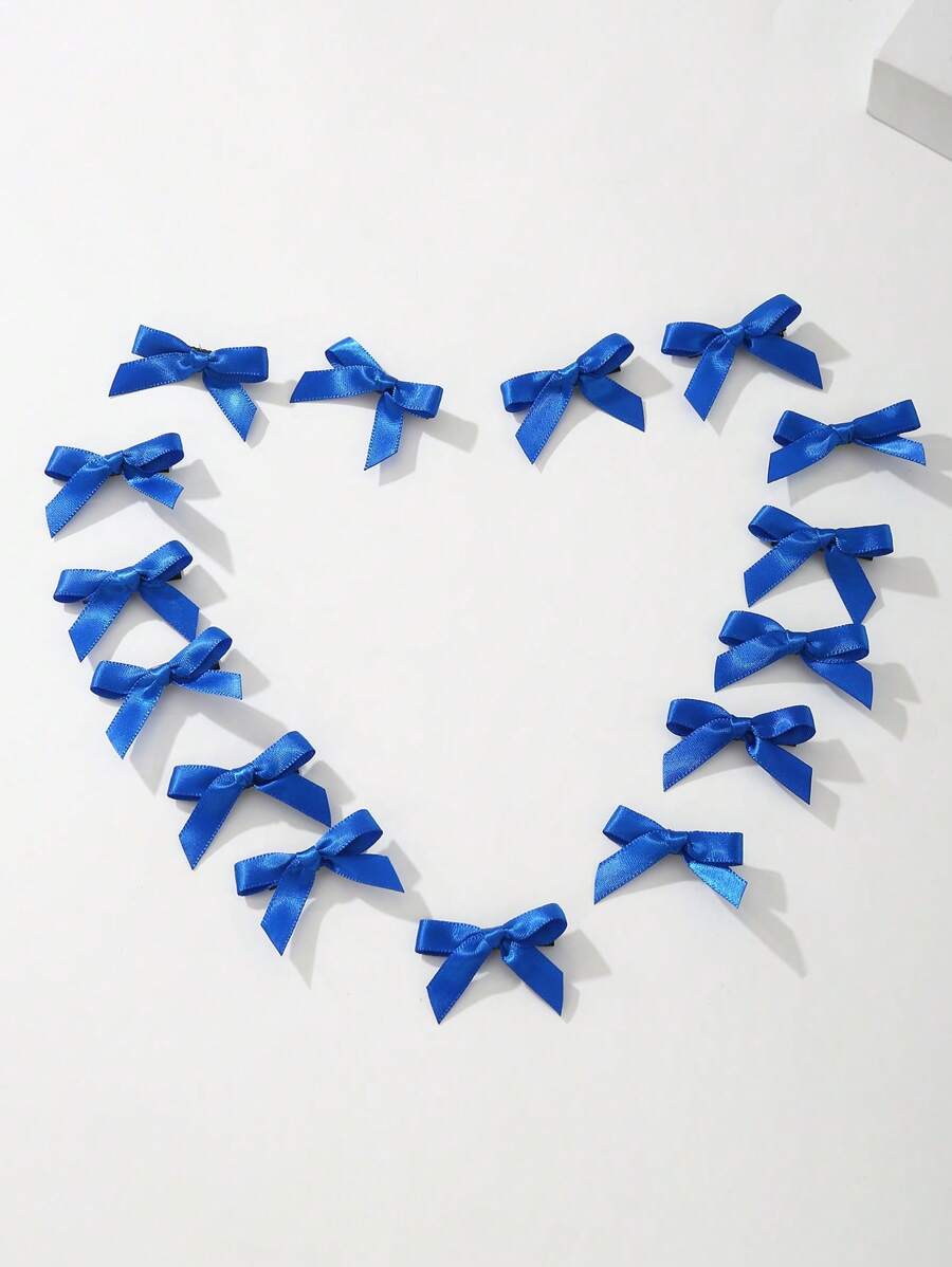 6pcs/15pcs/30pcs Set Women's Small Hair Clips, Navy Blue Ribbon Bow Hair Clips, Fashion Sweet Ballet Cute Girl Hair Clips, Colorful Lace Hair Clips, INS Y2K Accessories, Suitable For Daily, Festival, Party, Gathering, Head Accessories, Hairpin - Royal Blue - View 1