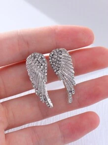 1對時尚精美的天使翅膀設計耳環，中性款式，經典復古天使翅膀幾何耳環，時尚珠寶，適合日常穿著 - 翅膀 - 查看 11