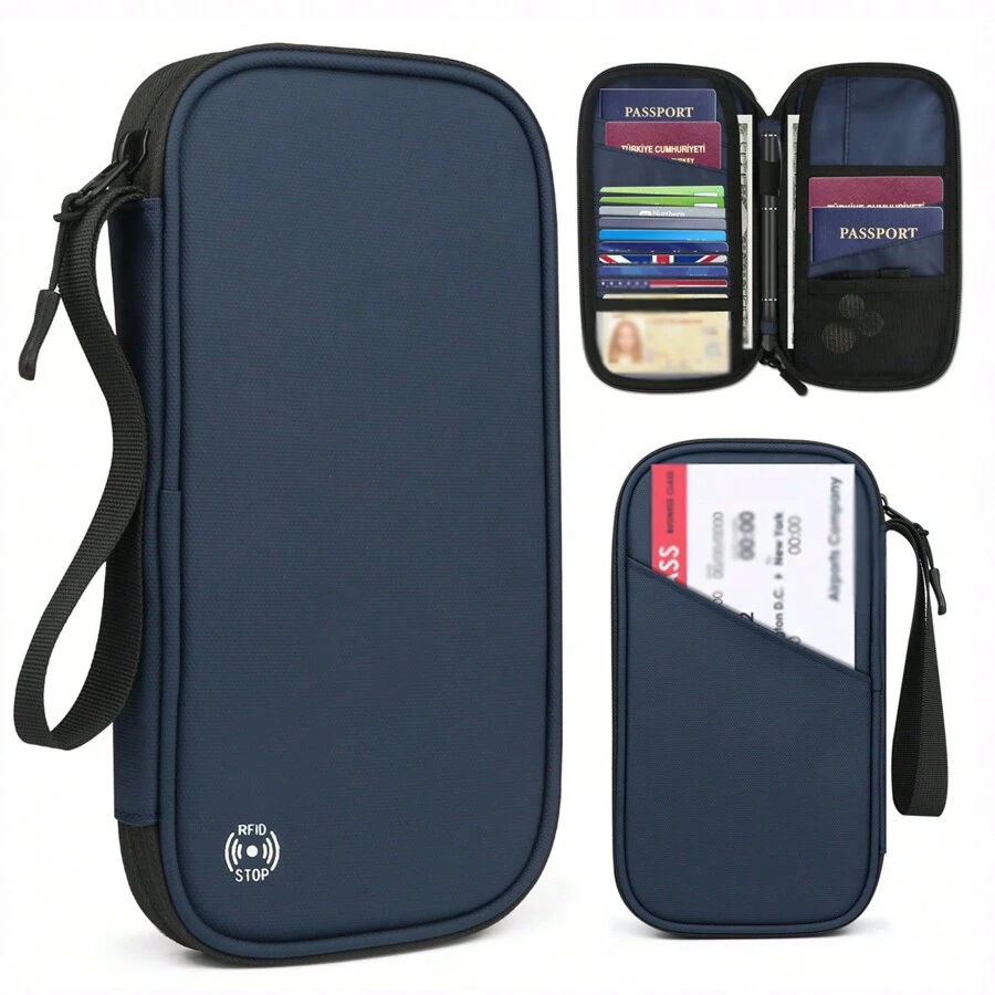 Lightweight Multi-Function Wallet Card Case Travel Passport Wallet Family Passport Holder RFID Blocking Waterproof Bag Document Organizer For Women And Men Travel Essentials Travel Accessories Travel Must Haves