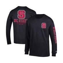 Champion Men's Black NC State Wolfpack Team Stack Long Sleeve T-Shirt - Black - View 1