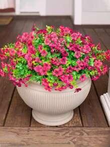 4 piezas de decoración artificial de primavera/verano para exteriores, material tipo seda, margarita morada, eucalipto, resistente a los rayos UV, adecuado para decoración de hogar, patio, porche, ventana y jardín (rosa rojo), regalo de cumpleaños, graduación, Navidad, Halloween, decoración floral de temporada de otoño, Acción de Gracias - Rosa Fucsia - Ver 5
