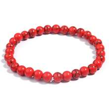 Pulsera sintética de turquesa blanca/roja que tiene buena en las transacciones internacionales, de 4/6/8/10mm (opcional) con Joyería unisex de pulsera de yoga de energía en stock - Pulsera - Ver 13