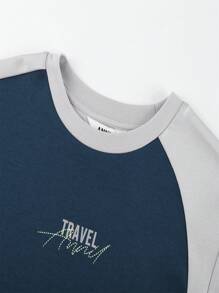 Annil Camiseta de punto de manga corta con cuello redondo y estampado de letras para niños preadolescentes, nueva y casual para verano, de algodón peinado y versátil