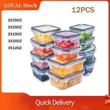 12入組廚房密封儲物箱,冷藏櫃收納專用密封盒,微波爐和洗碗機安全 - 彩色 - 查看 1