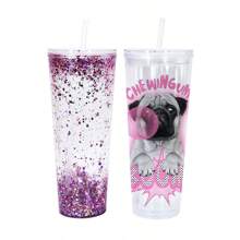 25 gói 24oz Acrylic Ly Cốc Acrylic Tường Đôi Có Nút Chặn Nhựa Quả Cầu Tuyết Cốc Uống Nước - Trong sáng - Xem 6