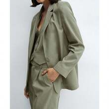 Mango Women's Pockets Suit Blazer - Green - View 6