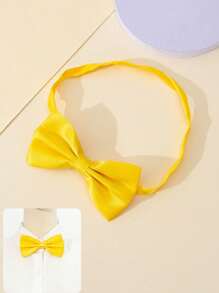 1pc Unisex Double-Layered Bowknot Fashionable & Simple Slip-On Bow Tie, Adjustable For Easy Wearing, Suitable For School And Daily Wear, Festive Dress Up, Performances, And Parties, Creating Lively Atmosphere, Holiday Gift - 1pcs Solid Color Bow Tie - View 5