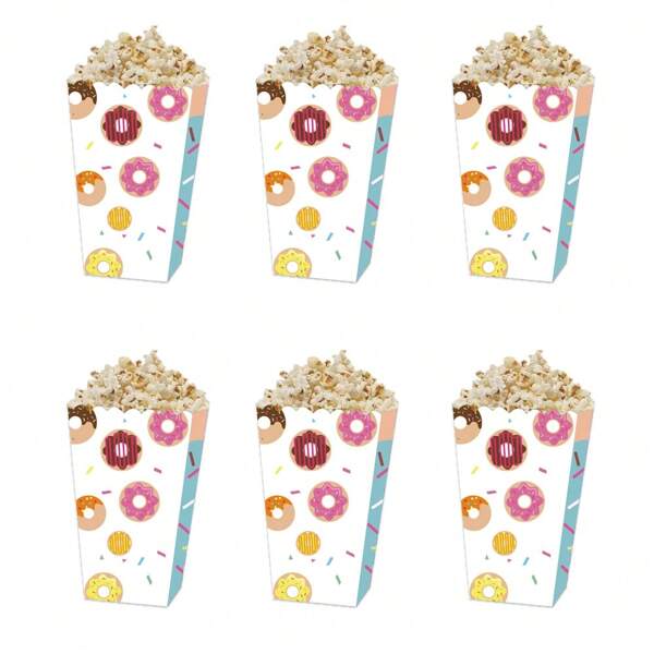 16-Servings Disposable Party Popcorn Box For Bread, Donuts, Desserts, Candies, Family Birthday Parties, Gatherings, Dinner Table Parties
