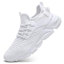 Men's Running Shoes Non Slip Shoes Breathable Lightweight Fashion Sneakers Slip Resistant Athletic Sports Walking Gym Work Shoes - 白色 - 查看 1