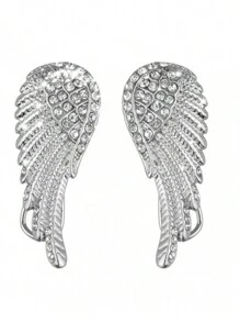 1對時尚精美的天使翅膀設計耳環，中性款式，經典復古天使翅膀幾何耳環，時尚珠寶，適合日常穿著 - 翅膀 - 查看 5