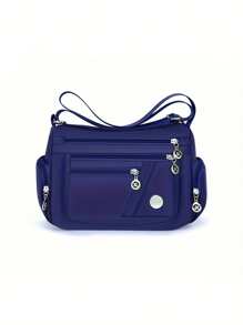 1个女士尼龙单肩包，中年女士斜挎包，多口袋妈妈包，休闲纯色单肩包，百搭多口袋斜挎包，可收纳零钱和卡片，女士礼物，礼品，完美假日手提包，便携式沙滩旅行包，情人节礼物