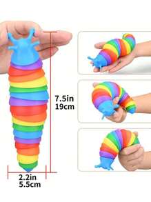 1 件可拆卸彩色蛇虫毛毛虫蜗牛玩具，有趣的缓解压力的益智玩具，圣诞礼物，颜色随机（小号 14 厘米，钥匙扣 8 厘米，大号 19 厘米） - 彩色 - 查看 4