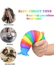 1 件可拆卸彩色蛇虫毛毛虫蜗牛玩具，有趣的缓解压力的益智玩具，圣诞礼物，颜色随机（小号 14 厘米，钥匙扣 8 厘米，大号 19 厘米） - 彩色 - 查看 5