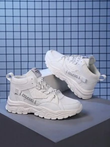 适合所有季节的男士透气休闲运动跑步鞋 - 白色 - 查看 2