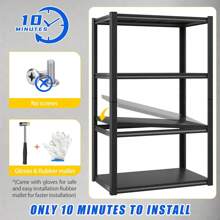 Garage Shelves, Heavy Storage Shelves, Indoor Floor Shelving, 4-Layer Adjustable Metal Shelving Unit, Heavy Carbon Steel Metal Shelves, Sturdy Practical Shelves, Industrial Basement Storage Shelves, Suitable For Commercial Homes,32"Wx15.7"Dx 63"H/80*40*160cm - Black - View 4