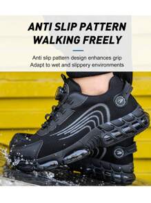 Summer Air Cushion Safety Shoes, Unisex Comfortable Breathable Rotary Button Work Shoes/Sneakers, Steel Toe Shoes, Anti-Puncture Anti-Crush Protective Shoes, Unisex Labor Protection Shoes