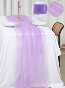1入組1.6*3米長紫色純色薄紗窗簾，多功能派對背景紗，家居裝飾，生日婚禮派對房間背景裝飾用品，63*118英寸薄紗桌布桌旗，現場裝飾攝影道具紗 - 紫色 - 查看 3