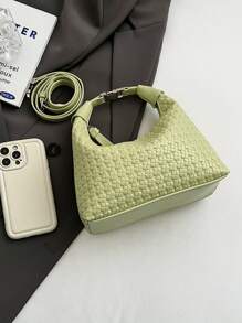 2025 New Arrival Women's Handbag, Unique Design Shoulder Bag, Casual Crossbody Bag, Fashionable & Versatile Tote Bag, Comfortable PU Material, Solid Color, Zip Closure, Adjustable & Detachable Strap, Spacious Interior, Spring/Summer Crescent Bag